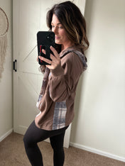 Plaid Mix Waffle Hooded Top PREORDER