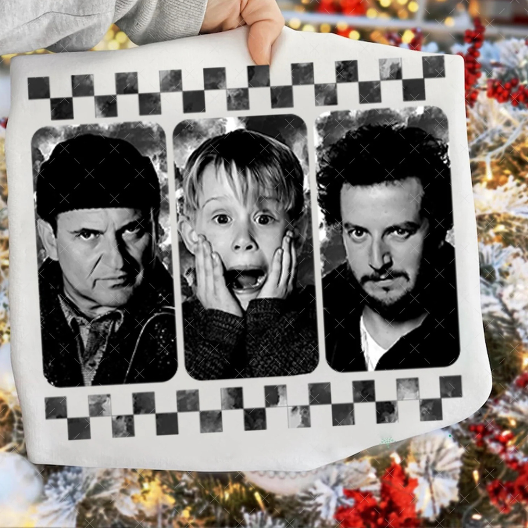 Checkered Home Alone B/W Tee/Crewneck