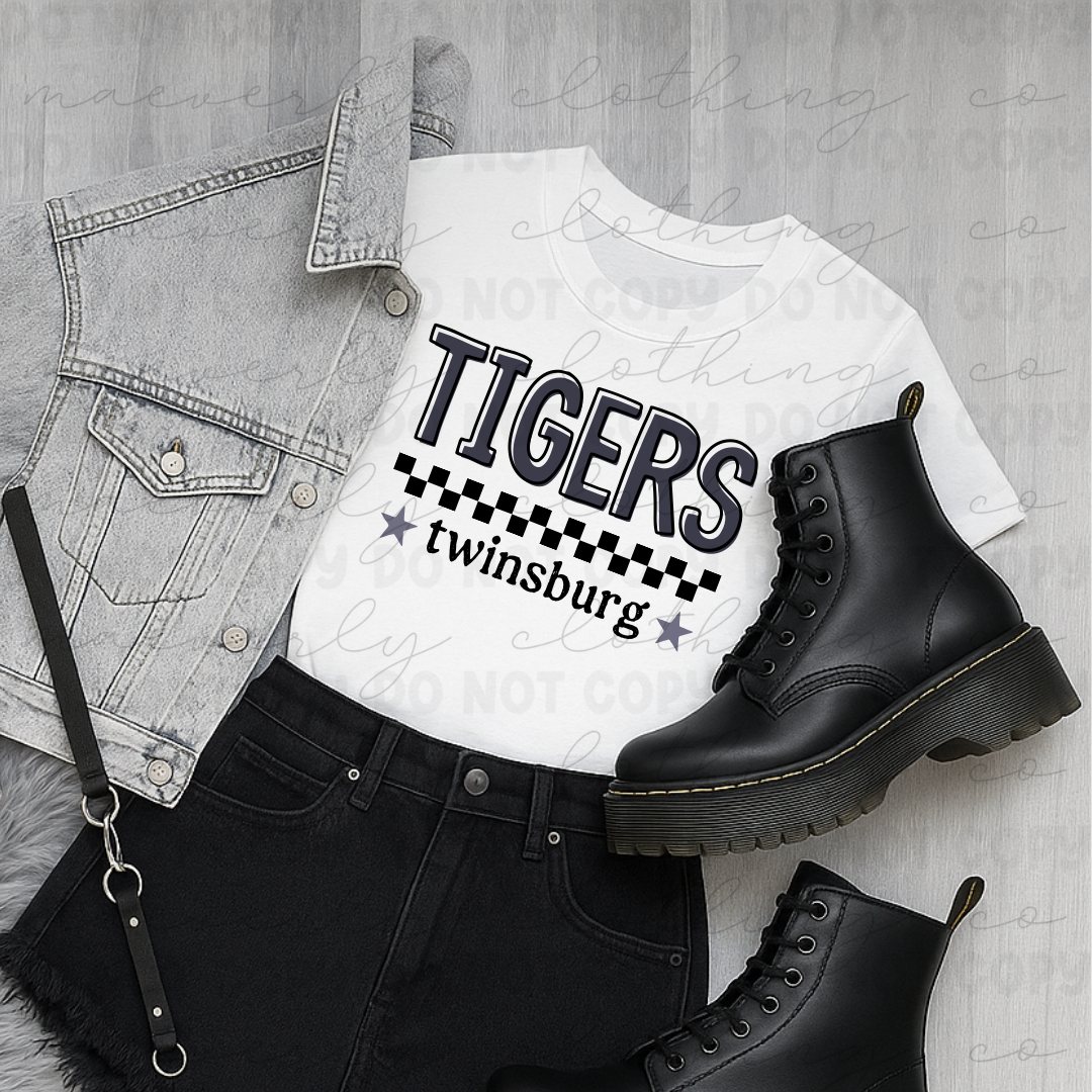 Twinsburg Tigers Checkered Pride Tee/Crewneck