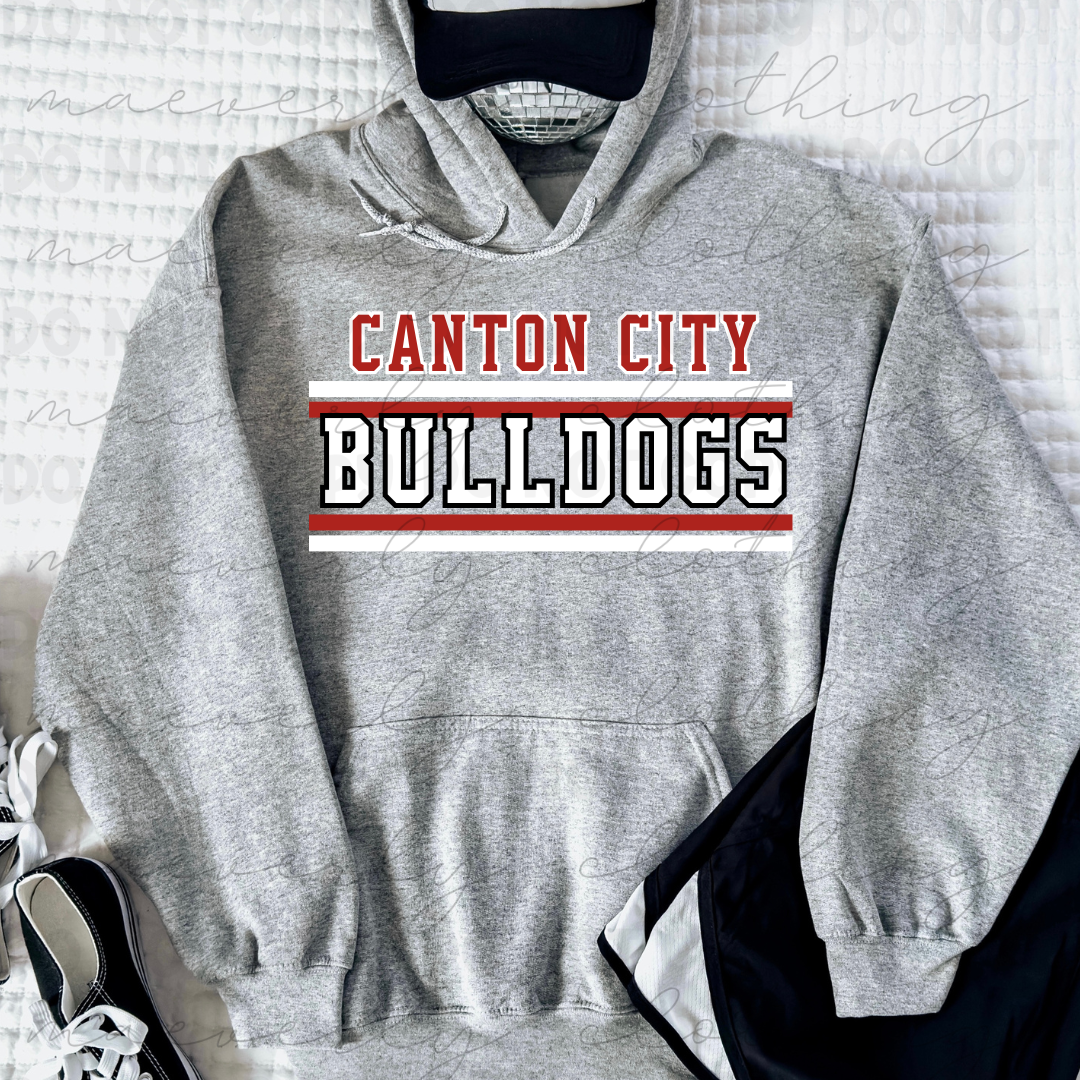 Canton City Bulldogs Retro Stripe Classic Tee/Crewneck