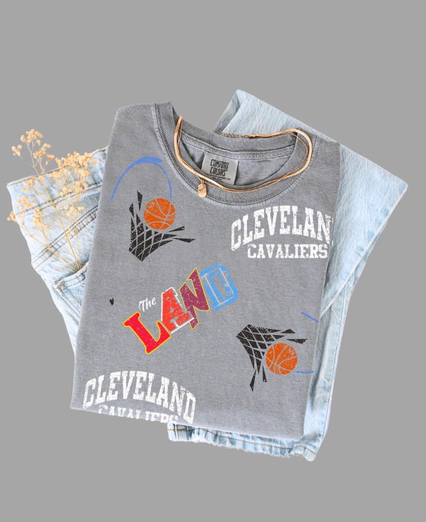 Cleveland Distressed All Over Tee/Crewneck Sweatshirt