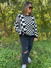 All Checkered Out Sweater in Four Colors - PREORDER