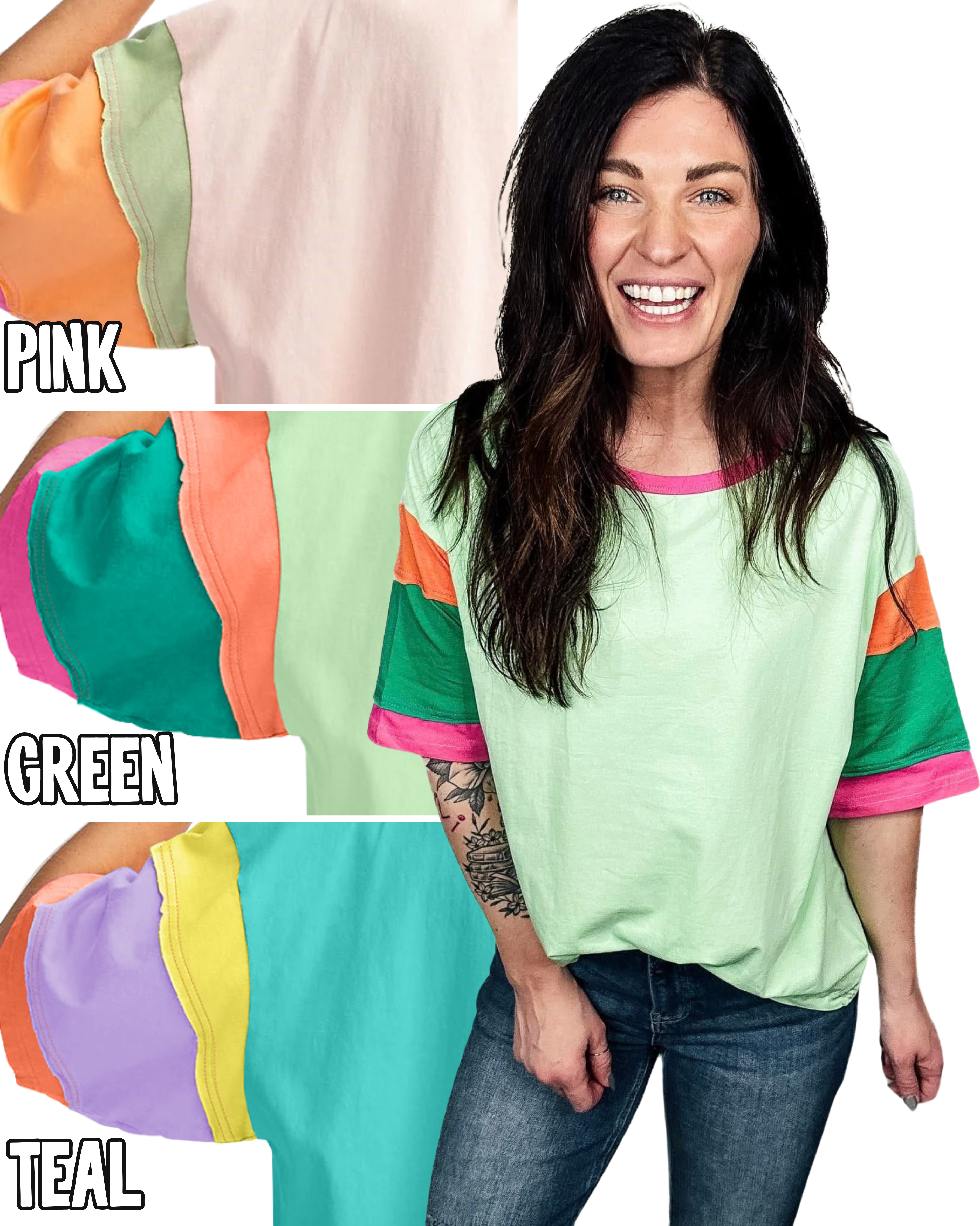 Vibrant Vibes Colorblock Tee - PREORDER