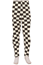 DOORBUSTER - Kids Buttery Soft Leggings - B/W Checkered