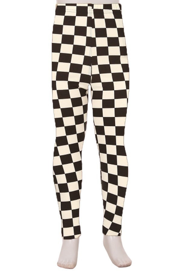 DOORBUSTER - Kids Buttery Soft Leggings - B/W Checkered