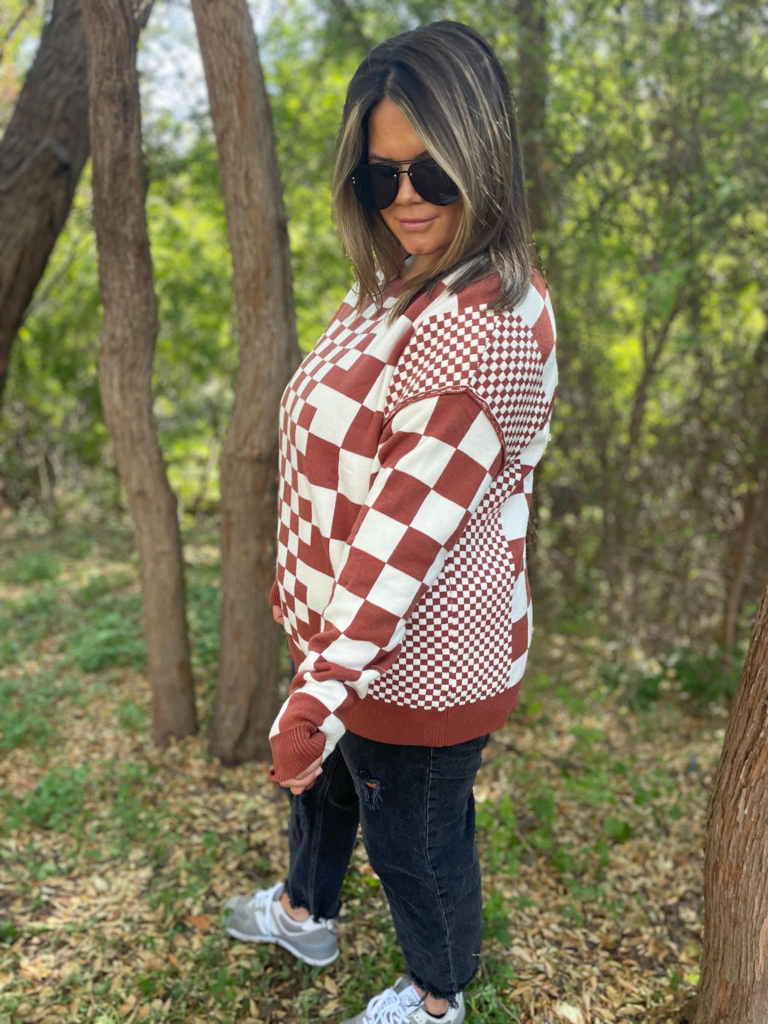 All Checkered Out Sweater in Four Colors - PREORDER