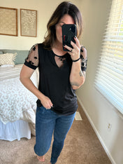 Flirty Edge Mesh Sleeve Top PREORDER