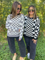 All Checkered Out Sweater in Four Colors - PREORDER