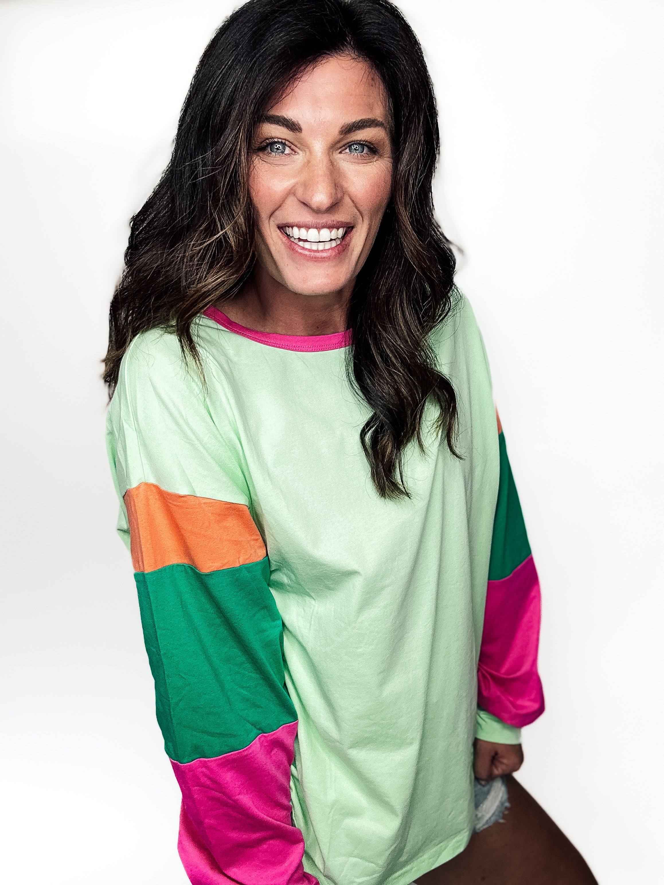 Bright Days Color Block Long Sleeve Top - PREORDER