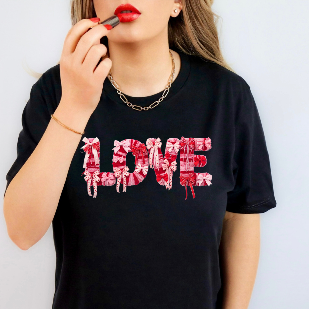 Ribbon Love Faux Yarn Graphic