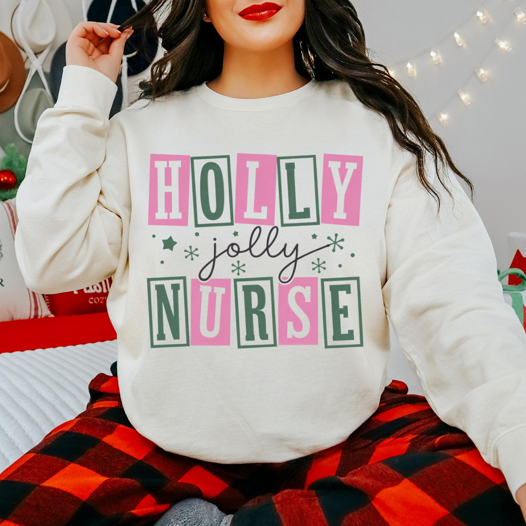 Holly Jolly Nurse Tee/Crewneck