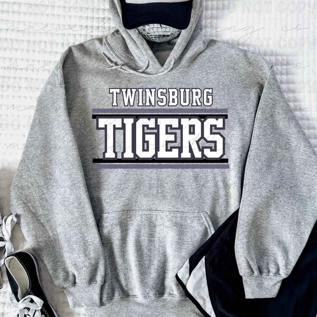 Twinsburg Tigers Retro Stripe Classic Tee/Crewneck