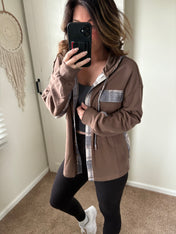 Plaid Mix Waffle Hooded Top PREORDER