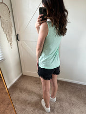 Eyelet Lace Detail V-Neck Tank - PREORDER