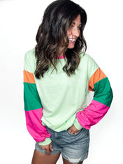 Bright Days Color Block Long Sleeve Top - PREORDER