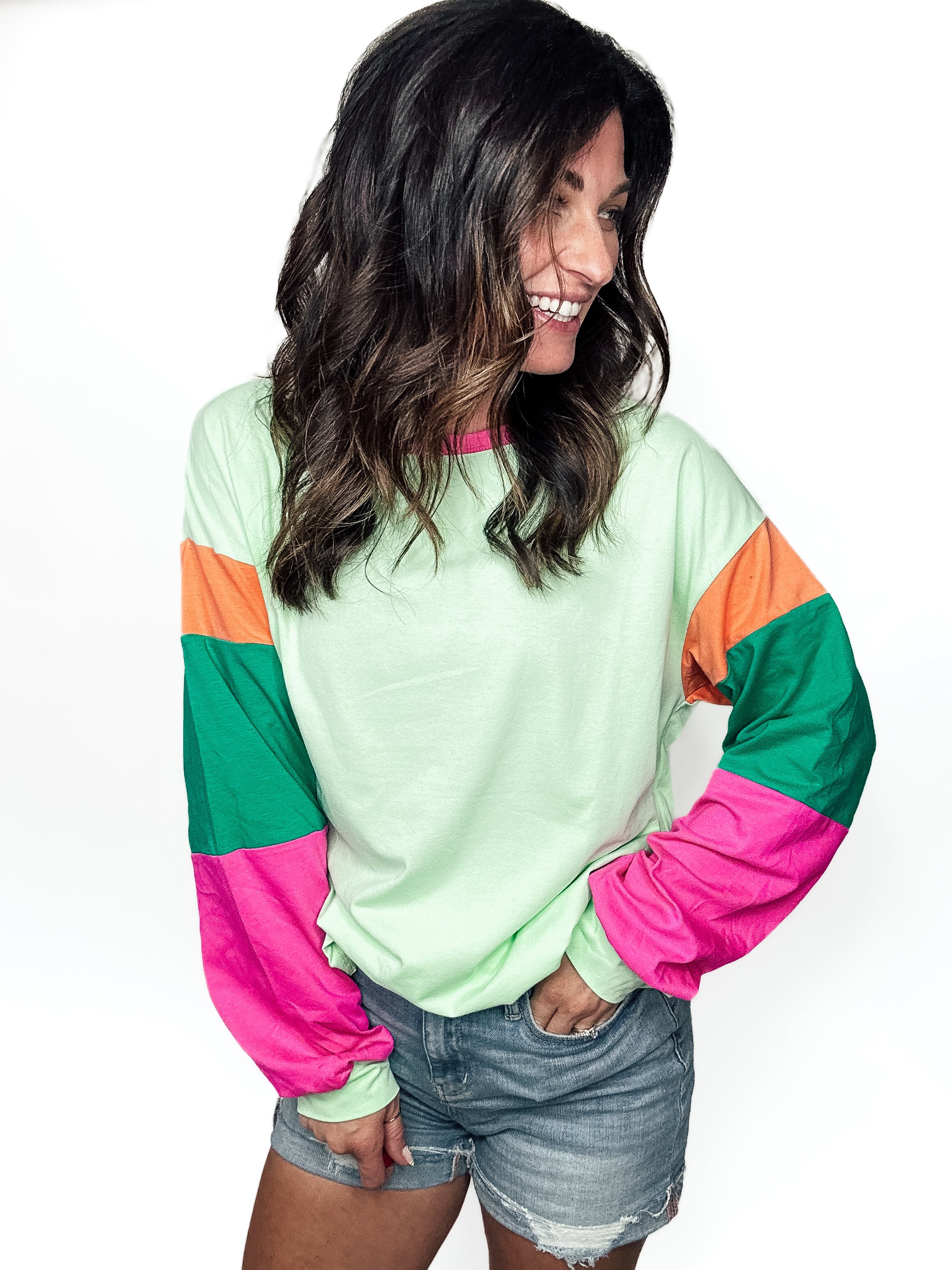 Bright Days Color Block Long Sleeve Top - PREORDER