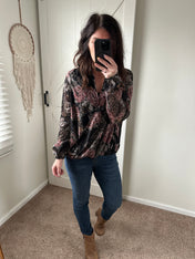 Midnight Blooms Wrap Top - PREORDER