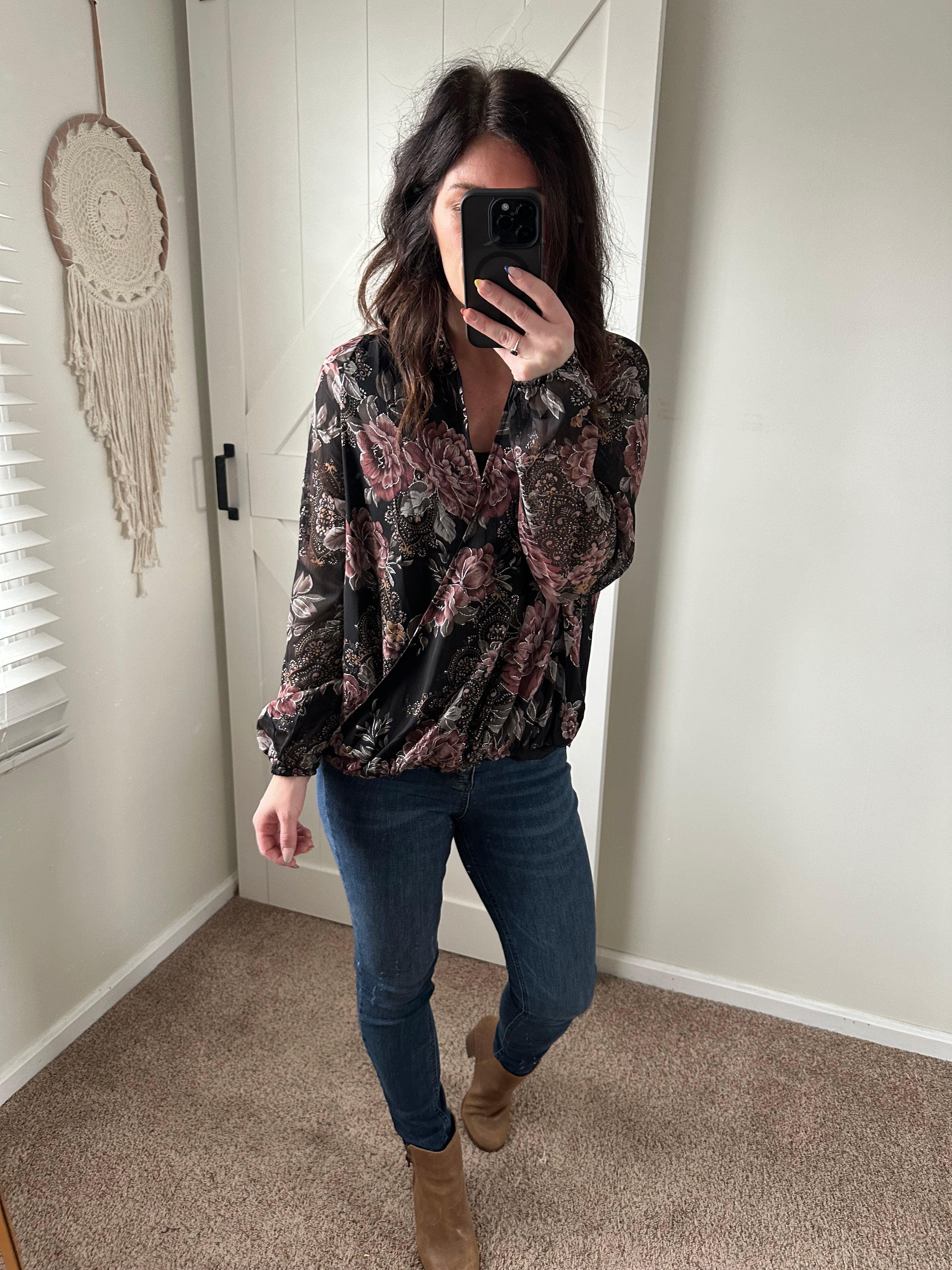 Midnight Blooms Wrap Top - PREORDER