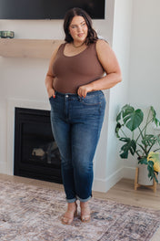 Amber Cuffed Slim Fit Dark Wash Jeans