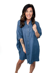 As You Wish Chambray Dress - Denim Blue