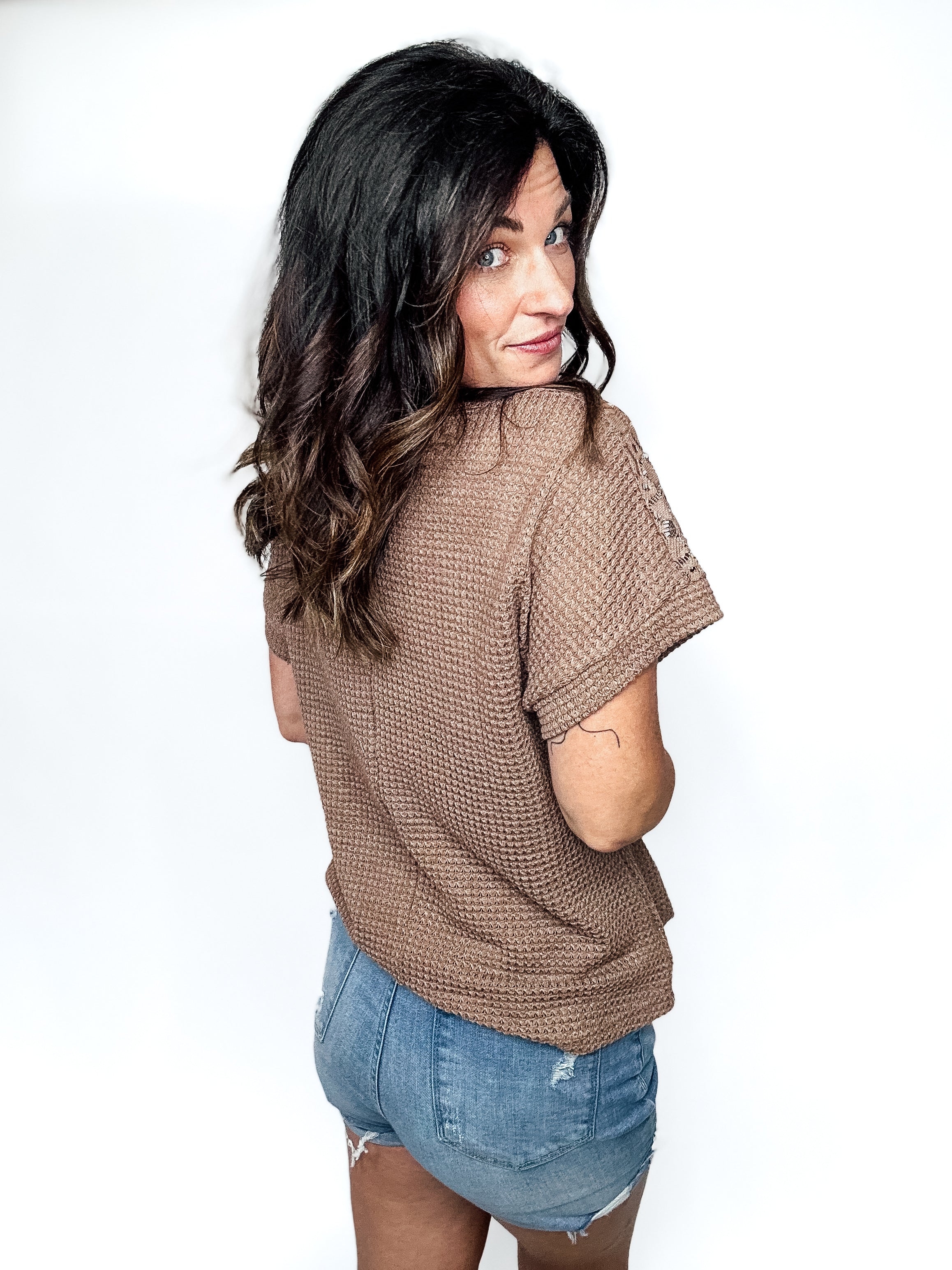 Free Fall Crochet Waffle Top - PREORDER