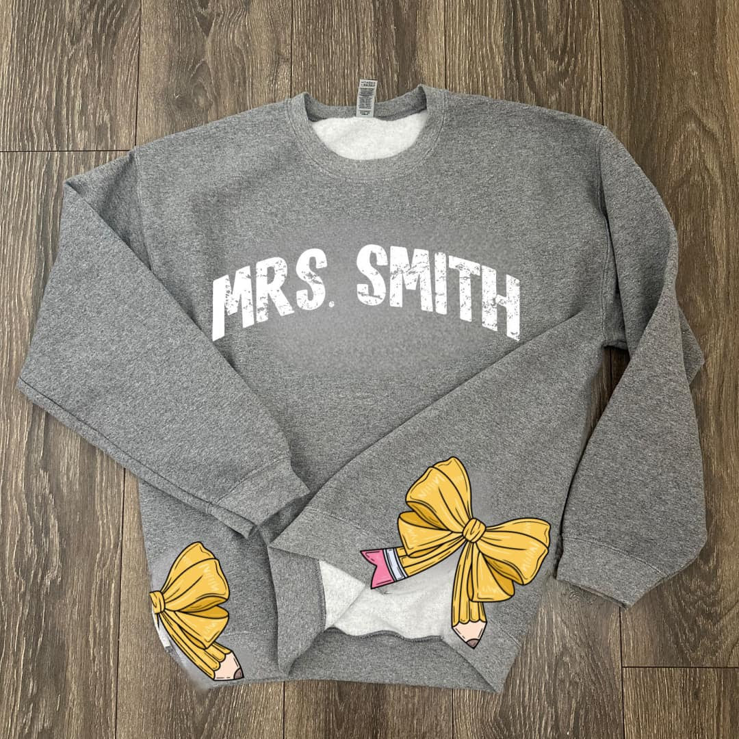 Teacher Bow Crewneck Sweatshirt - PREORDER