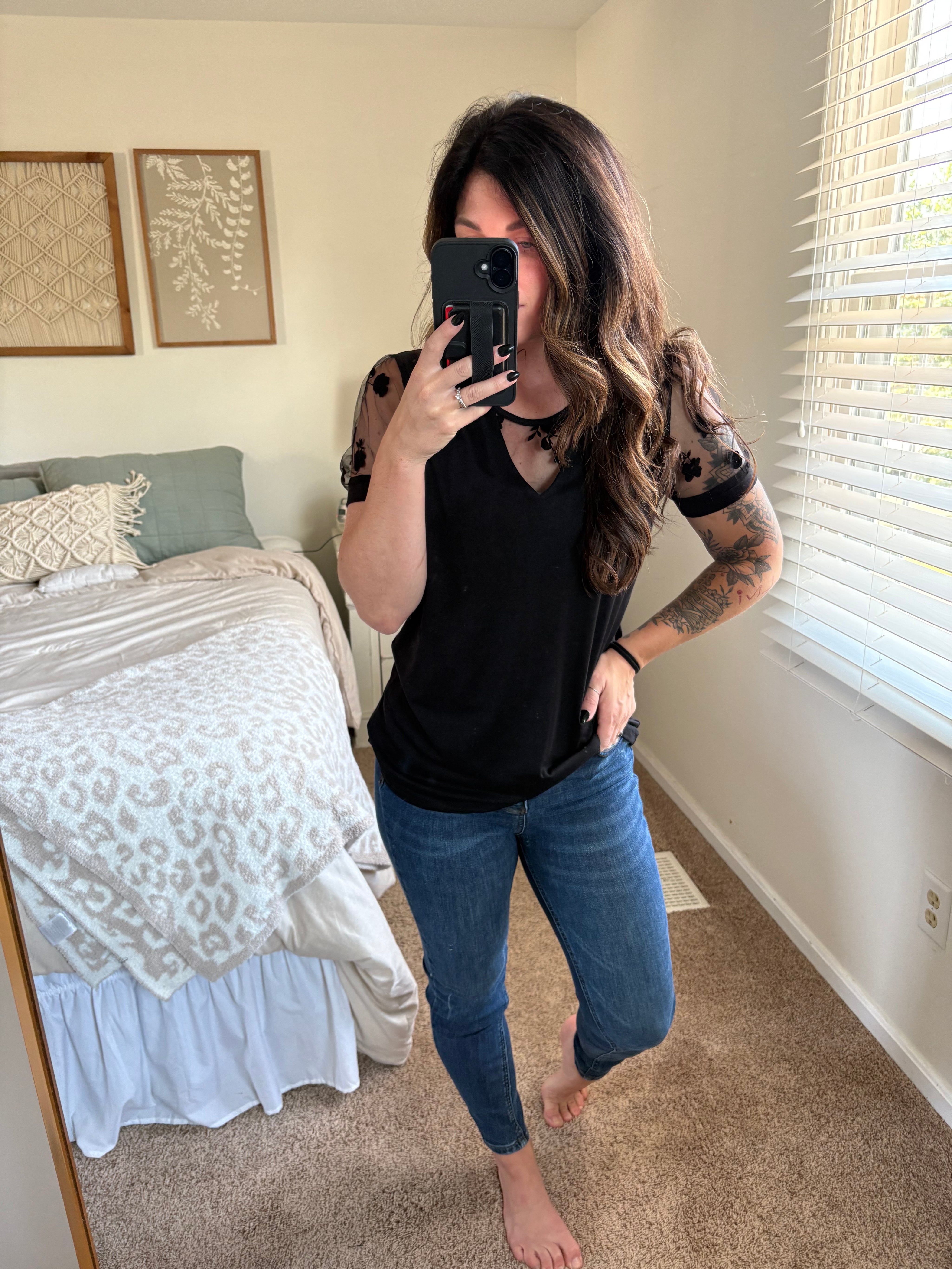 Flirty Edge Mesh Sleeve Top PREORDER
