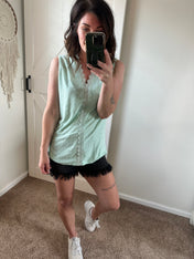 Eyelet Lace Detail V-Neck Tank - PREORDER