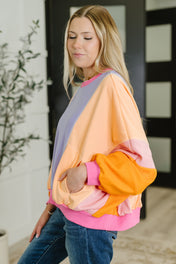 Blockbuster Color Block Pullover in Muted