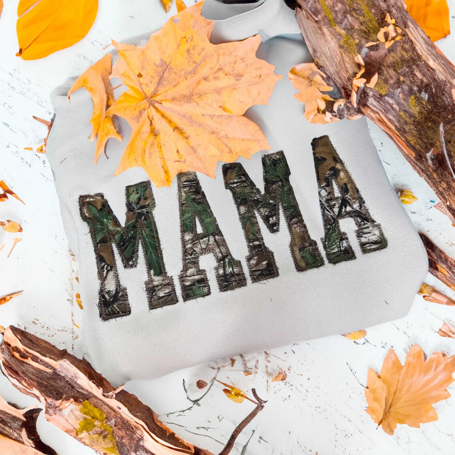 Camo Sweatshirt Applique Custom Embroidery PREORDER
