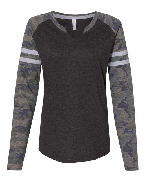 Women's Varsity Long Sleeve Tees - V Neck