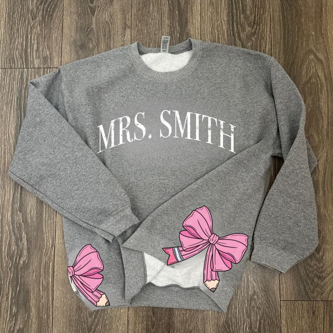 Teacher Bow Crewneck Sweatshirt - PREORDER