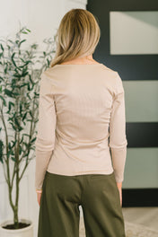 Can You Believe It Basic Long Sleeve Top In Sand