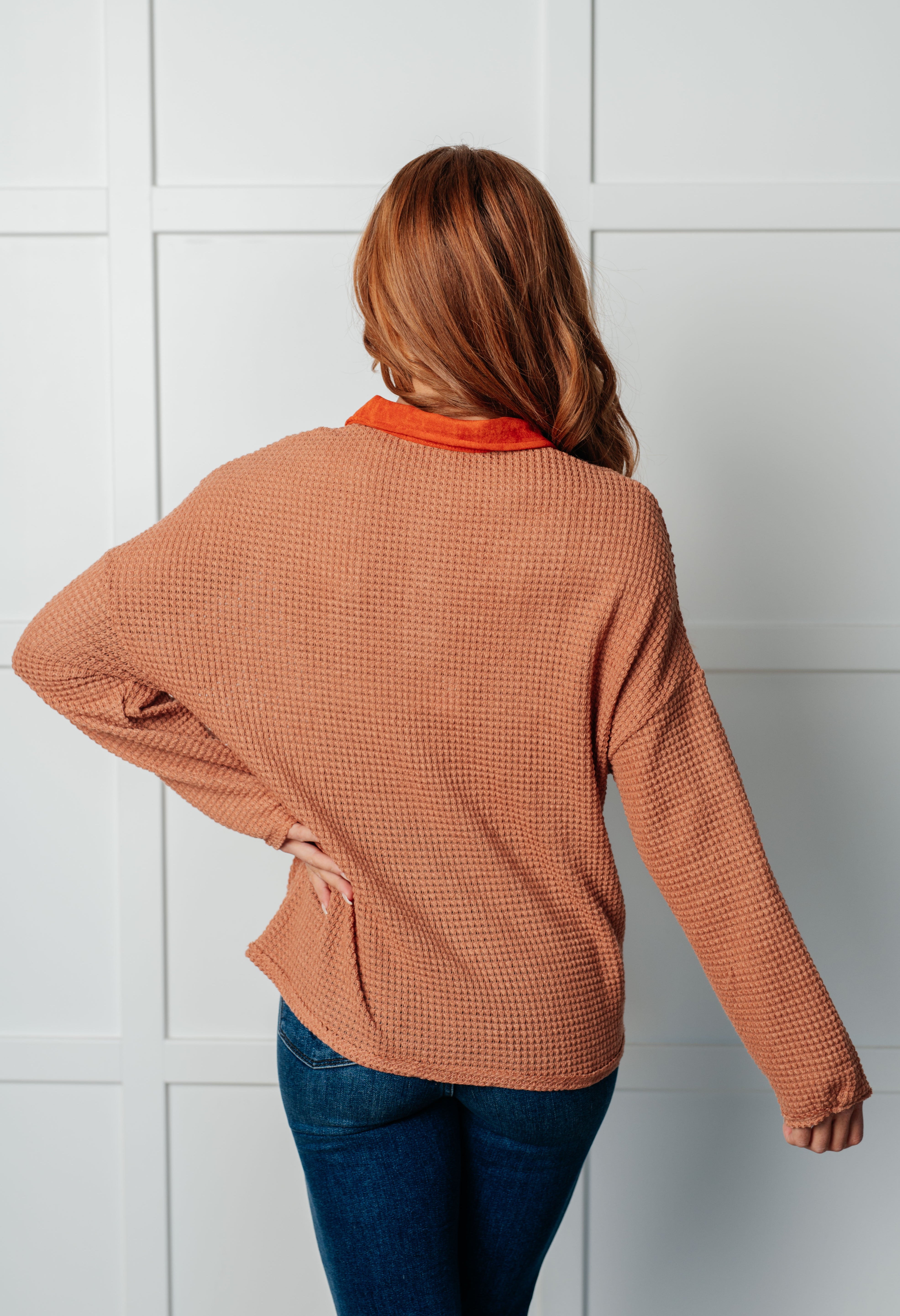 Can't Imagine Why Waffle Knit Contrast Trim Top