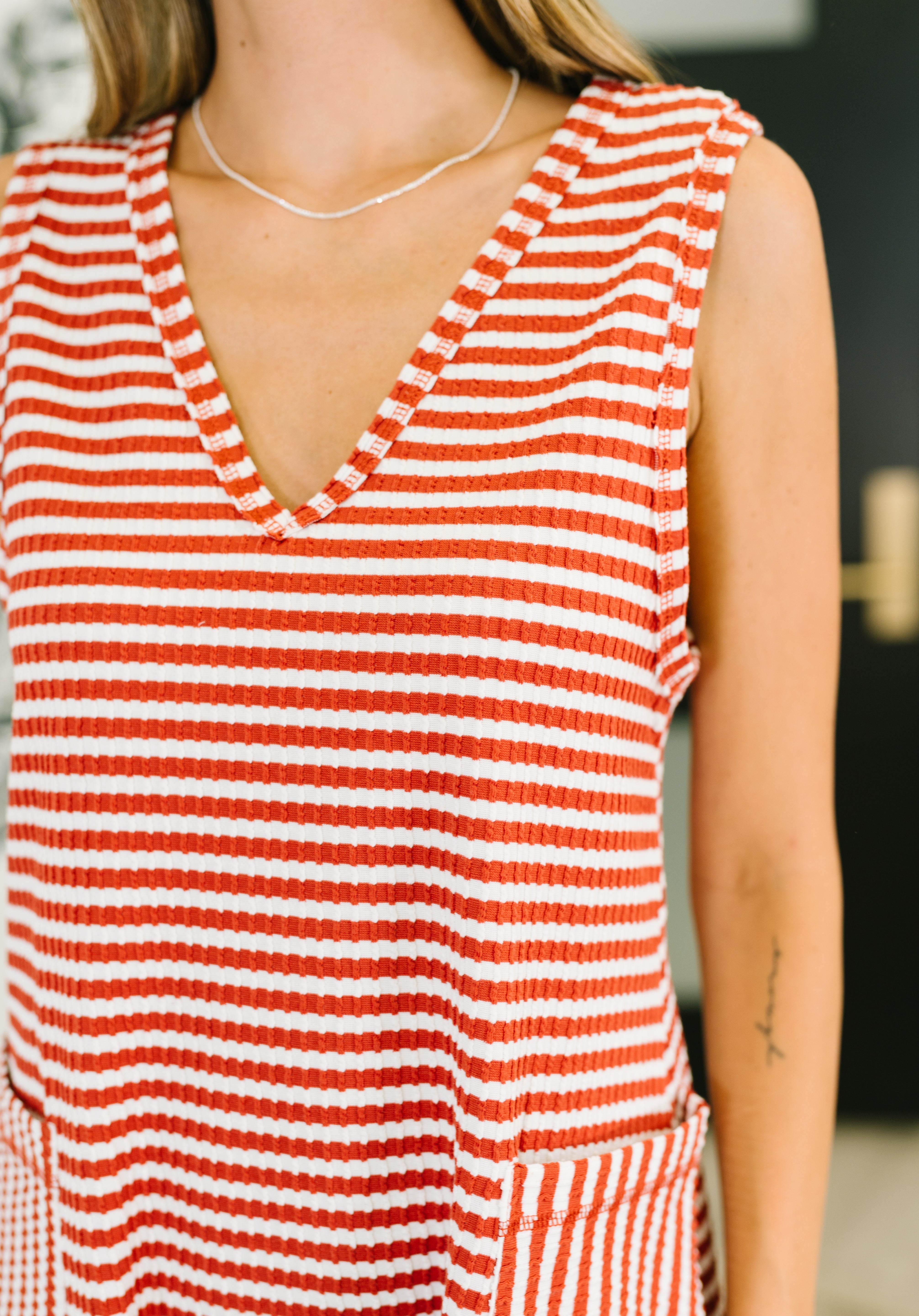 Caught You Staring Ribbed Knit Romper in Rust