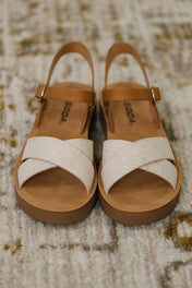 Chester Platform Nubuck Wedge Sandals in Cream