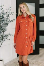 Clever in Corduroy Shirt Dress