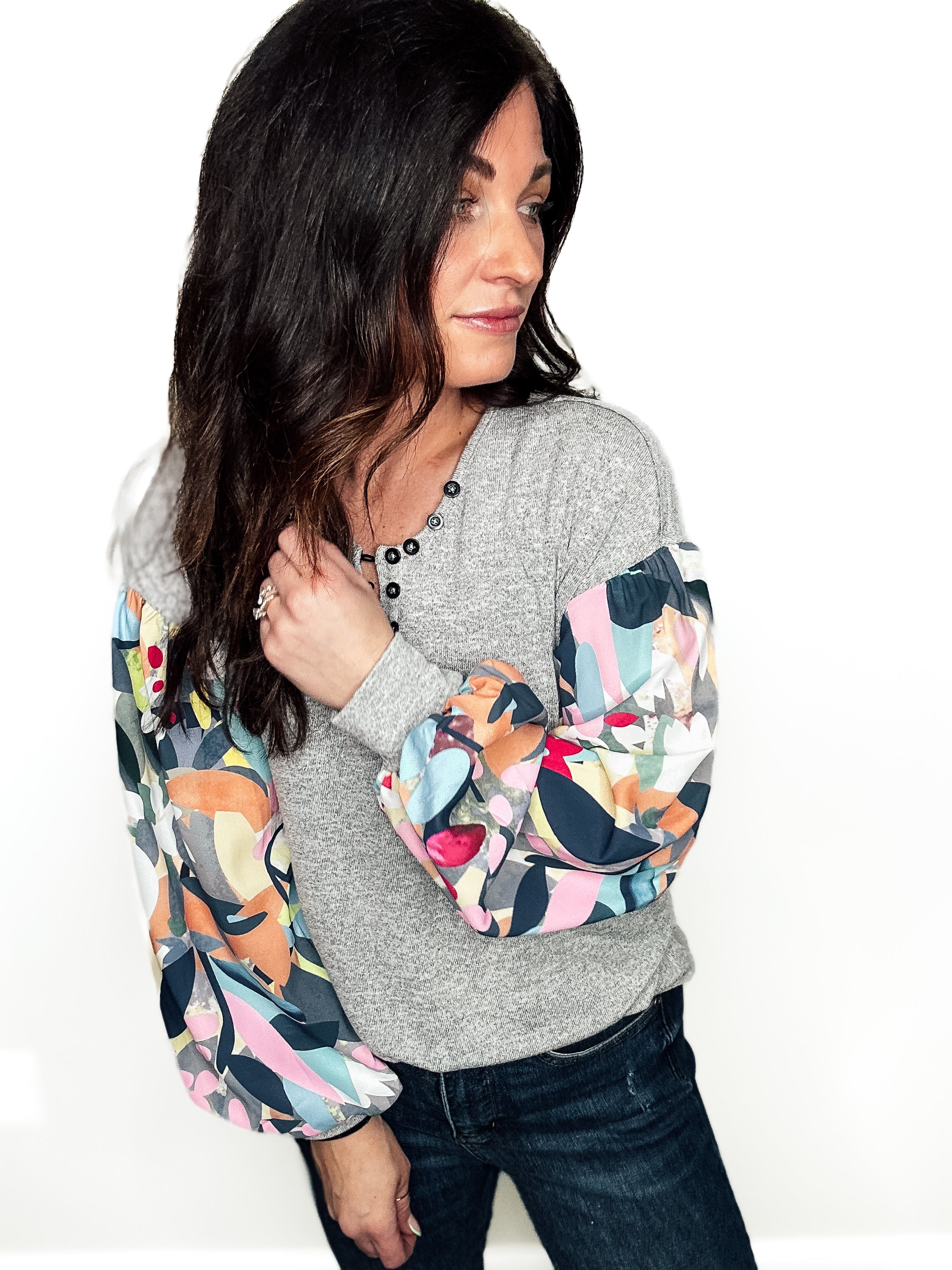 Artful Bloom Button Top - PREORDER