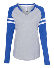 Women's Varsity Long Sleeve Tees - V Neck