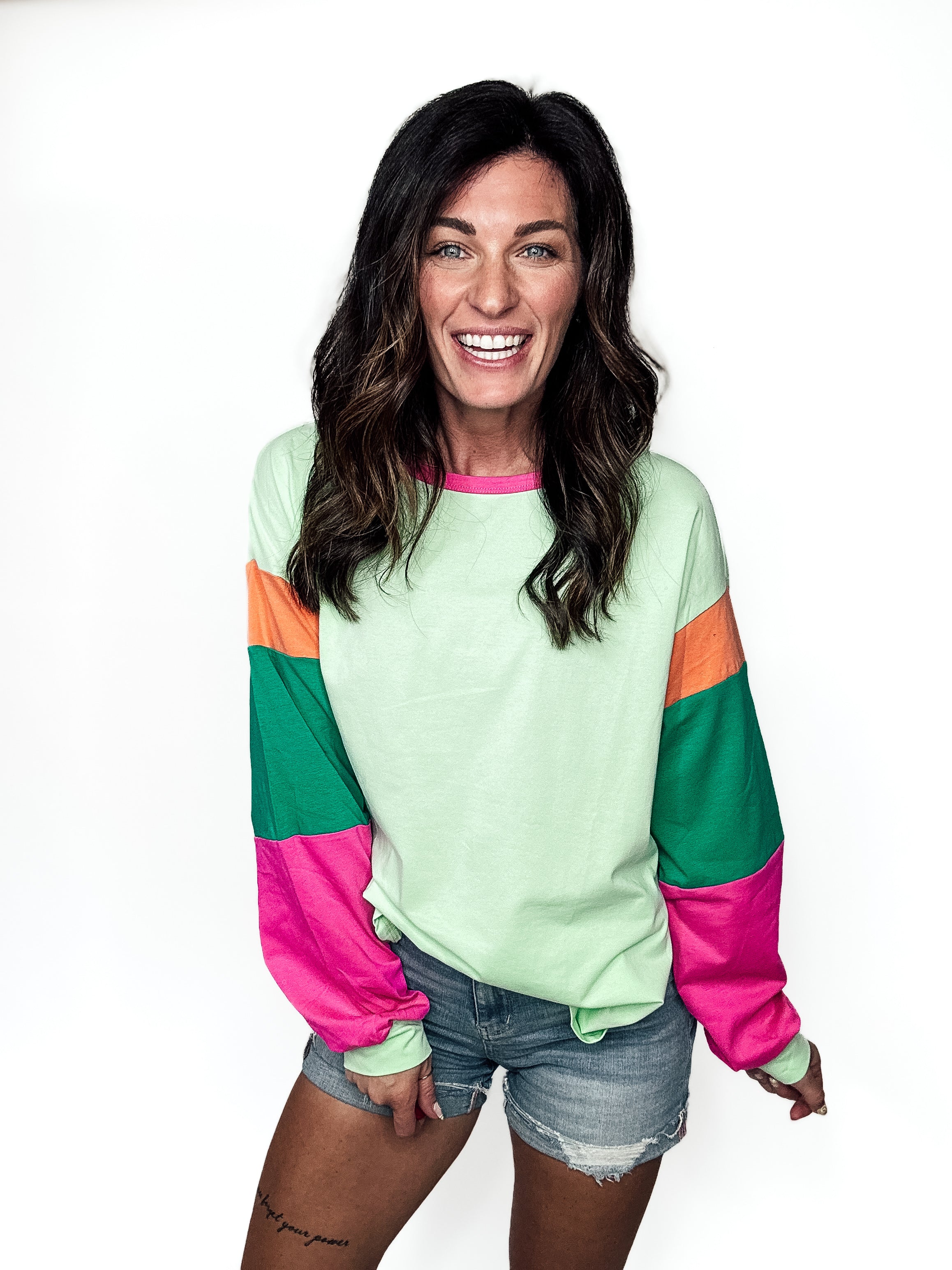 Bright Days Color Block Long Sleeve Top - PREORDER