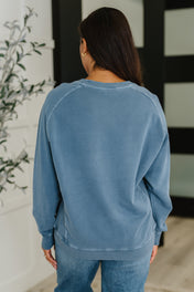 Daily Ease Mineral Wash Pullover in Dusty Blue