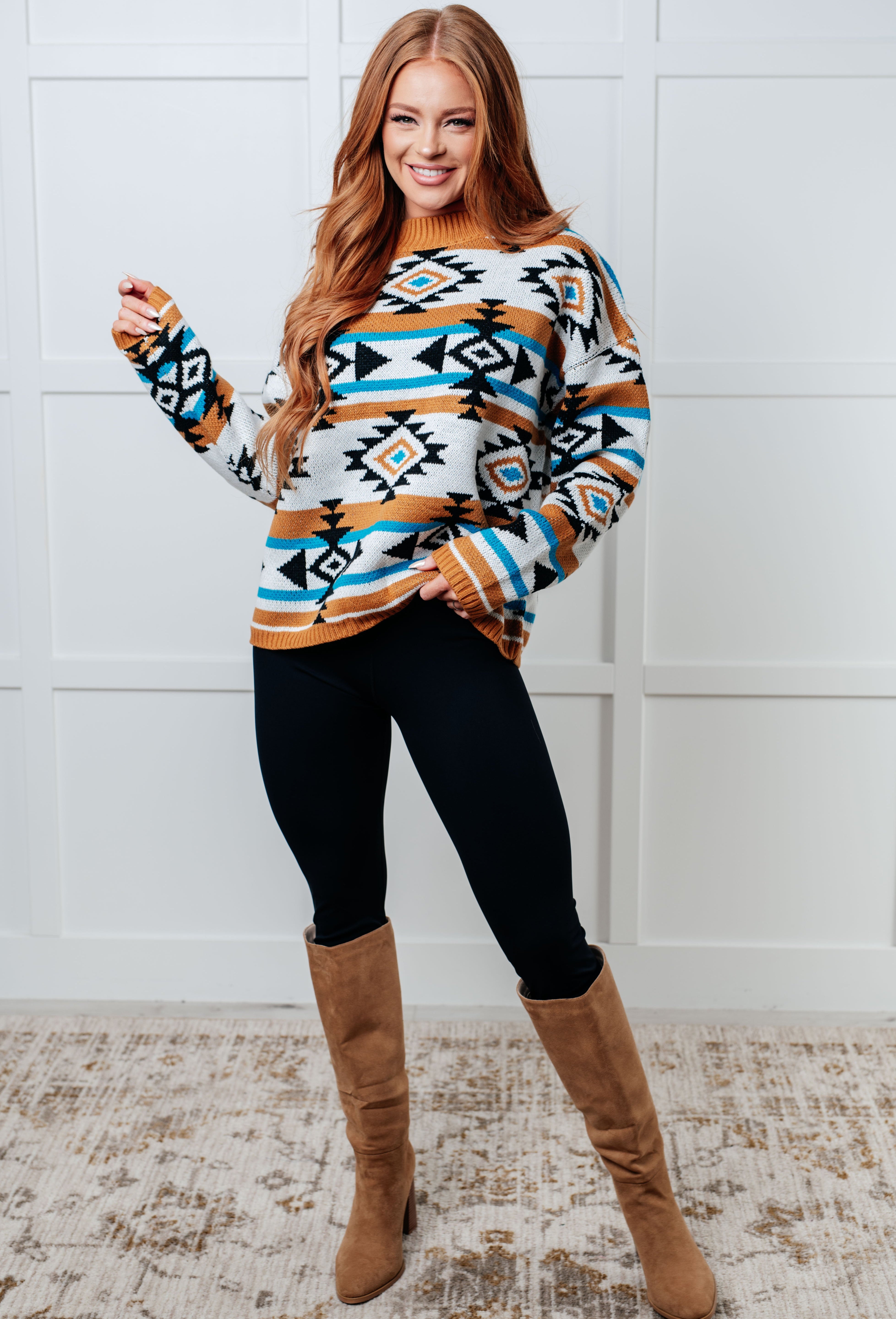 Desert Vibes Geometric Striped Sweater