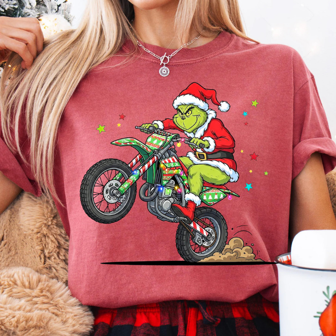 Dirt Biking Grinch Tee/Crewneck