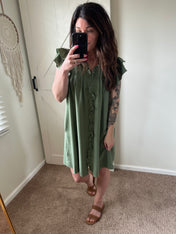The Easy Does It Ruffle Sleeve Dress Preorder