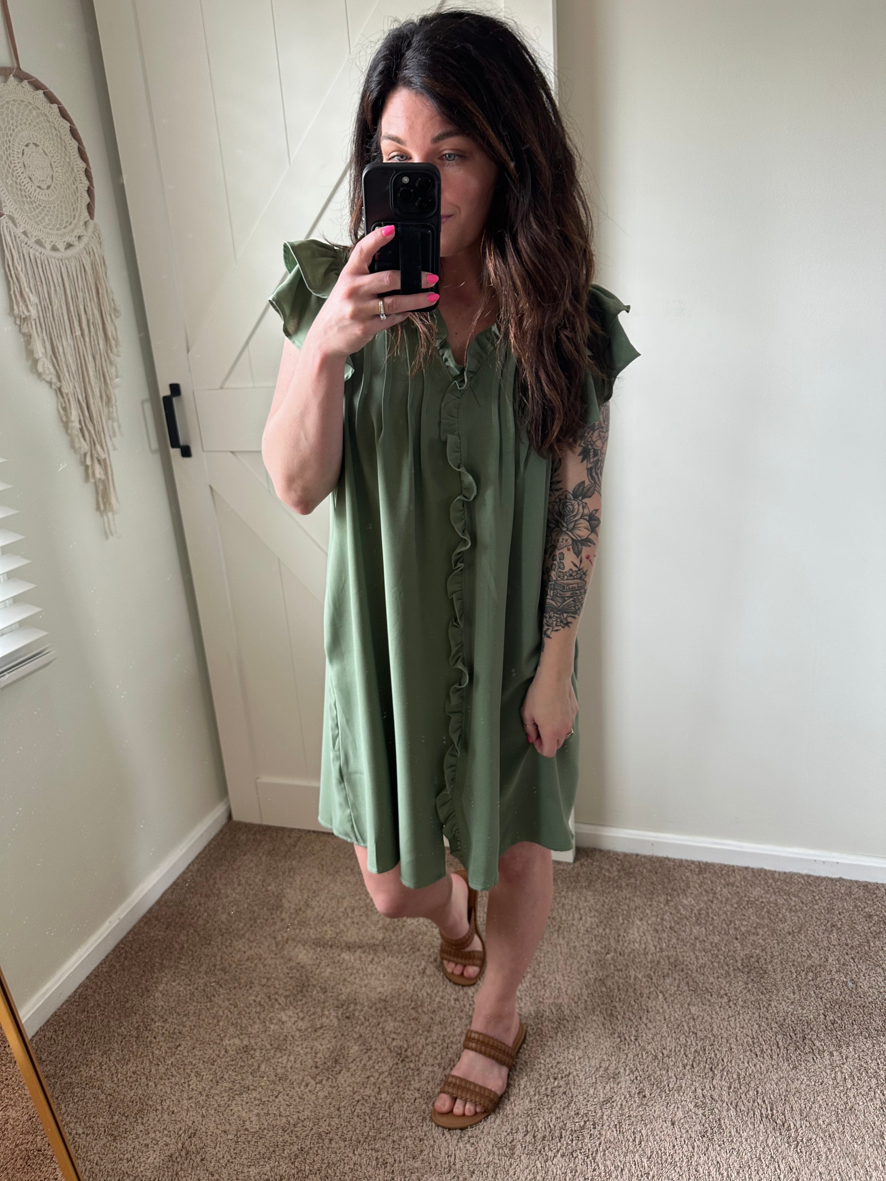The Easy Does It Ruffle Sleeve Dress Preorder