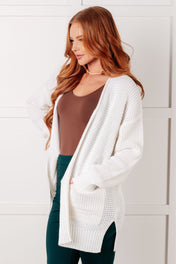 Everything Layer Waffle Knit Open Front Cardigan in Ivory