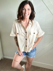 Peachy Keen Button-Up Top PREORDER