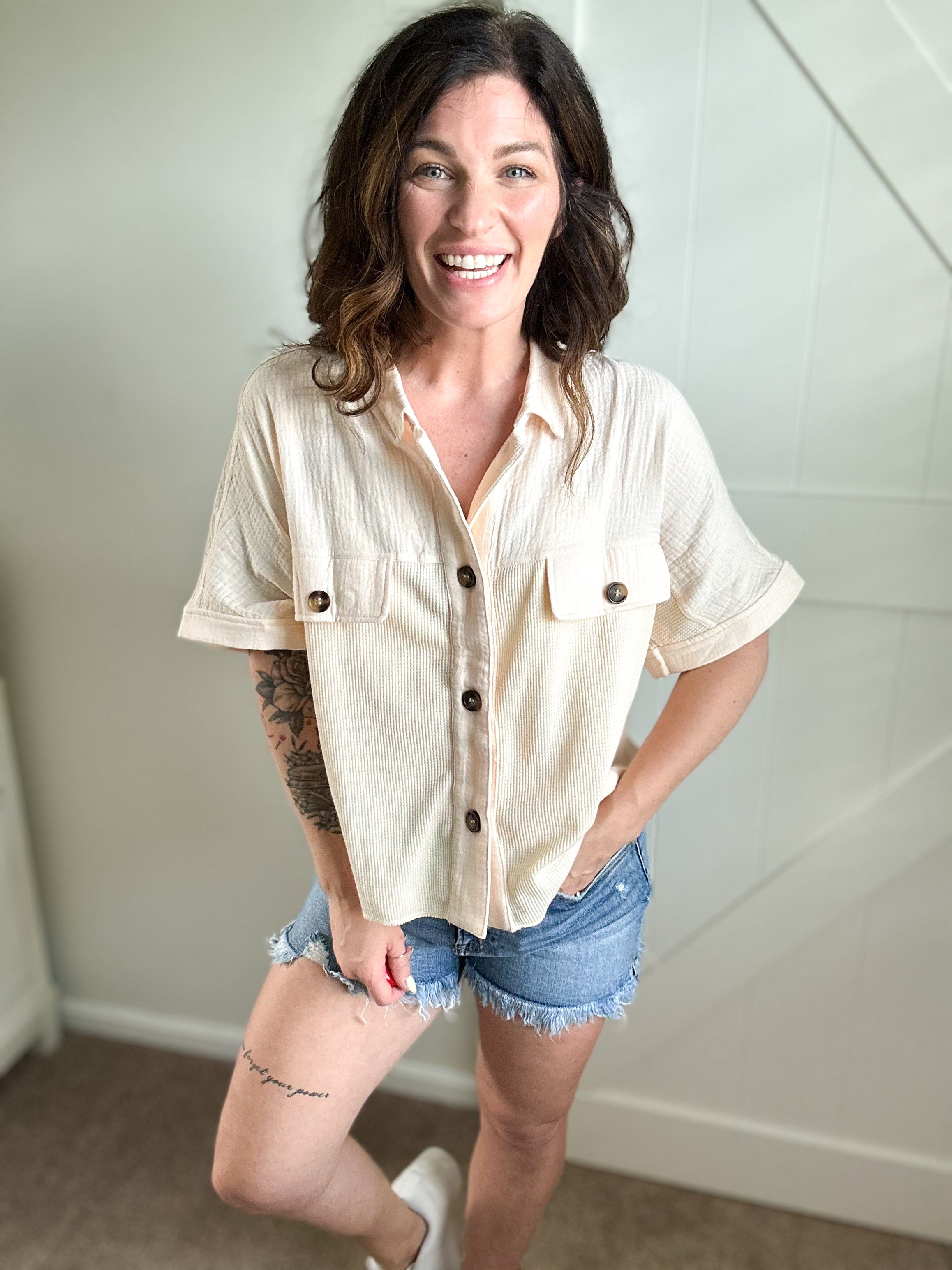 Peachy Keen Button-Up Top PREORDER