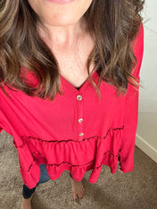 Double Trouble Ruffle Hem Blouse - PREORDER