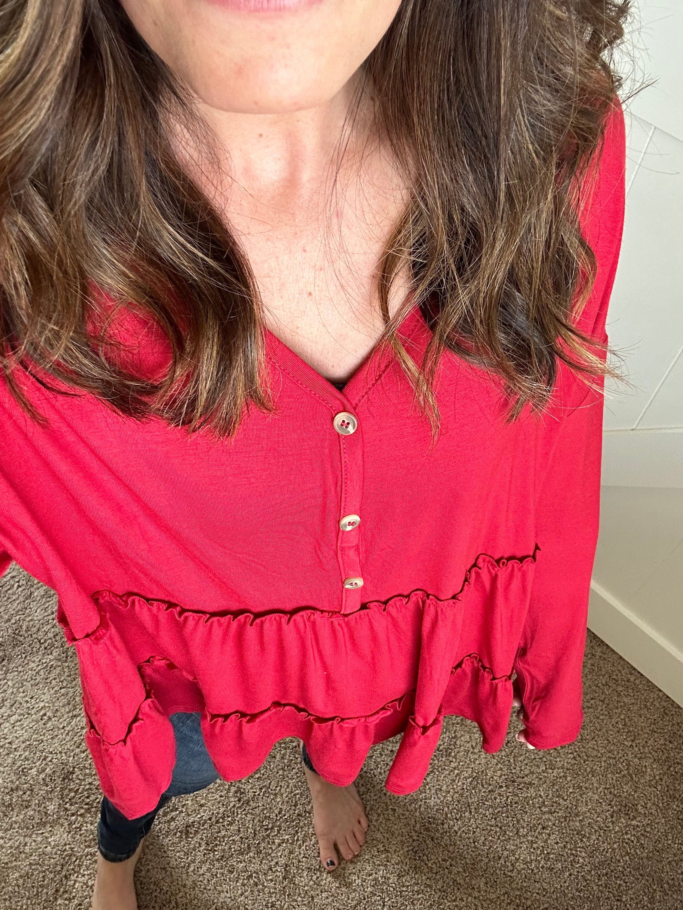 Double Trouble Ruffle Hem Blouse - PREORDER